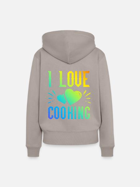 Ich liebe Kochen - Frauen Premium Bio Hoodie - Taupe