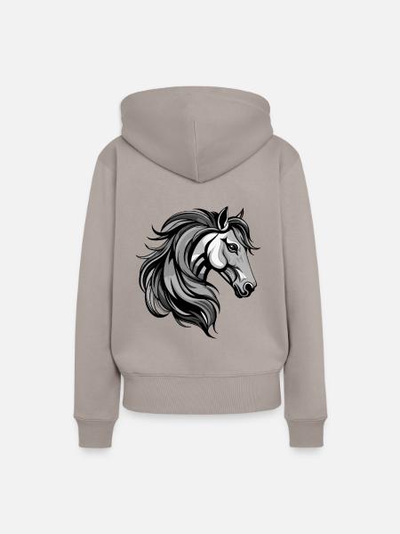 Pferd Portrait - Frauen Premium Bio Hoodie - Taupe