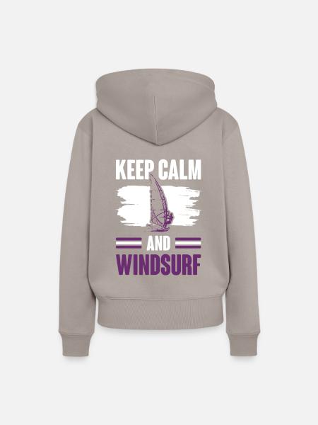 keep calm windsurfen - Frauen Premium Bio Hoodie - Taupe