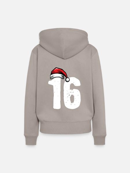 16 Zahl Weihnachten - Frauen Premium Bio Hoodie - Taupe
