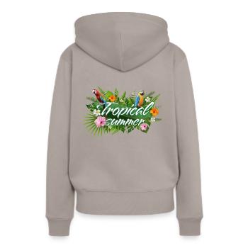 Été tropical - Sweat à capuche Premium bio Femme - taupe - Dos - Julia (174cm)