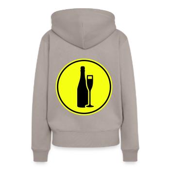 Rotwein Symbol - Frauen Premium Bio Hoodie - Taupe - Hinten - Julia (174cm)