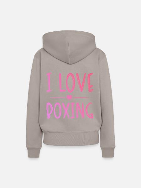 Ich liebe Boxen - Frauen Premium Bio Hoodie - Taupe