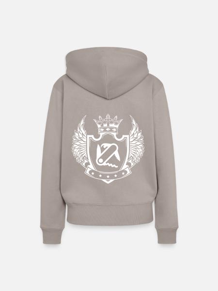 Taschenmesser Schild - Frauen Premium Bio Hoodie - Taupe