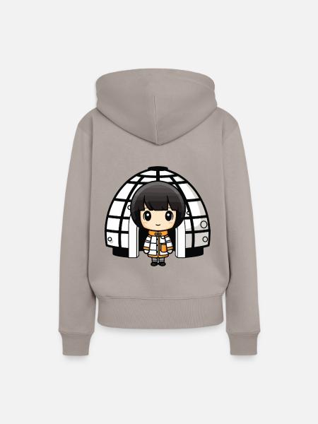 Winter Eskimo Iglu Comic - Frauen Premium Bio Hoodie - Taupe