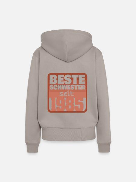 Beste Schwester 1985 - Frauen Premium Bio Hoodie - Taupe