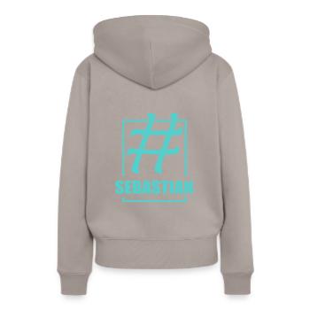 Médias Sebastian - Sweat à capuche Premium bio Femme - taupe - Dos - Julia (174cm)