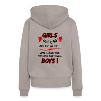 Les femmes de plus de 50 ans sont très sexy... 50e anniversaire - Sweat à capuche Premium bio Femme - taupe - Dos - Julia (174cm)