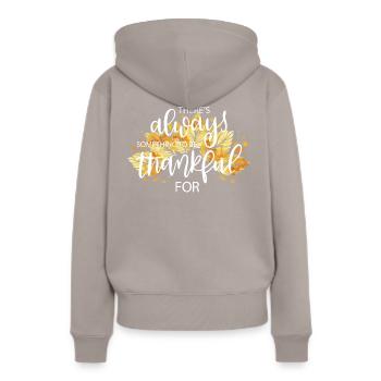 Erntedank Ernte Herbst Laub Dankbar - Frauen Premium Bio Hoodie - Taupe - Hinten - Julia (174cm)