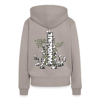 Pandas "Pandamie" süße knuddelige Pandabären - Frauen Premium Bio Hoodie - Taupe - Hinten - Julia (174cm)