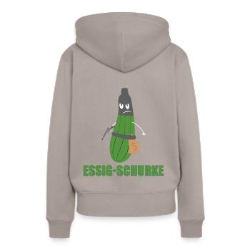 Essig Schurke - Essiggurke Salatgurke Cowboy-Gurke - Frauen Premium Bio Hoodie - Taupe - Hinten - Julia (174cm)