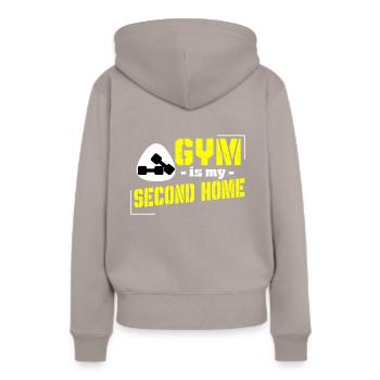 Gym is my Second Home Fitness Sportsmen Body Gift - Women’s Premium Organic Hoodie - taupe - Back - Julia (174cm)