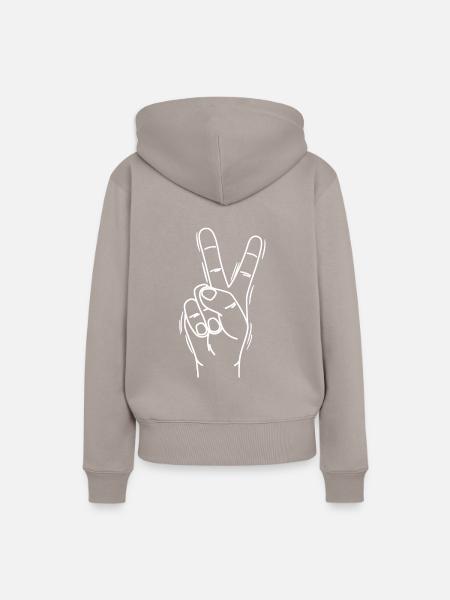 Handdrawn Peace Hand - Frauen Premium Bio Hoodie - Taupe