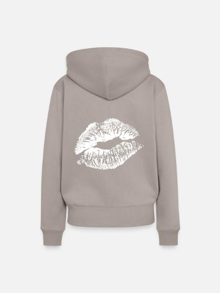 Lips White - Frauen Premium Bio Hoodie - Taupe