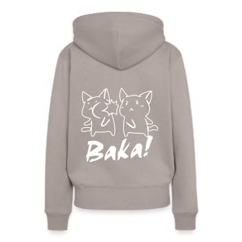 Baka Otaku - Sweat à capuche Premium bio Femme - taupe - Dos - Julia (174cm)
