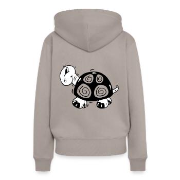 Schildkroete 2v_b - Frauen Premium Bio Hoodie - Taupe - Hinten - Julia (174cm)