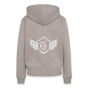 Imker honig Bienen Nest Wappen - Frauen Premium Bio Hoodie - Taupe - Hinten - Julia (174cm)