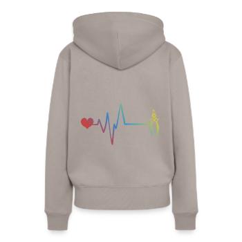 Zange Puls Herzschlag Werkzeug - Frauen Premium Bio Hoodie - Taupe - Hinten - Julia (174cm)