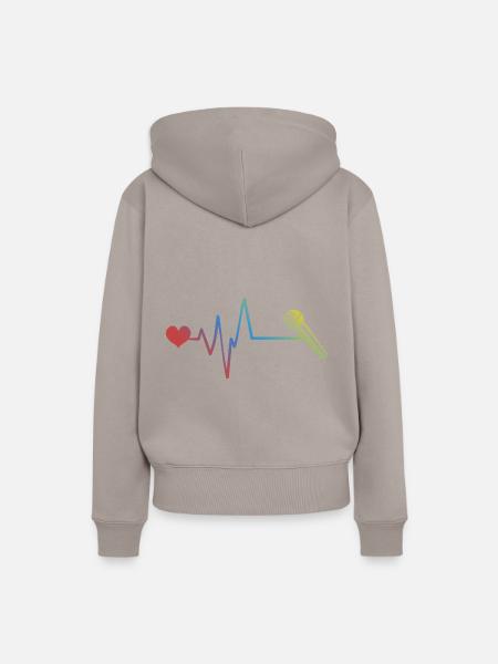 Mikrofon Puls Herzschlag - Frauen Premium Bio Hoodie - Taupe