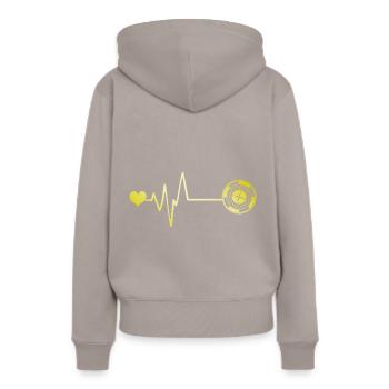 Roulette Puls Herz - Frauen Premium Bio Hoodie - Taupe - Hinten - Julia (174cm)