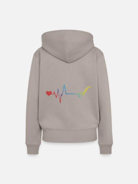 Pfeife Puls Herzschlag - Frauen Premium Bio Hoodie - Taupe