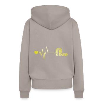 Poker jeton pouls coeur amour - Sweat à capuche Premium bio Femme - taupe - Dos - Julia (174cm)
