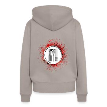 Grillzange Grillen Symbol Besteck - Frauen Premium Bio Hoodie - Taupe - Hinten - Julia (174cm)