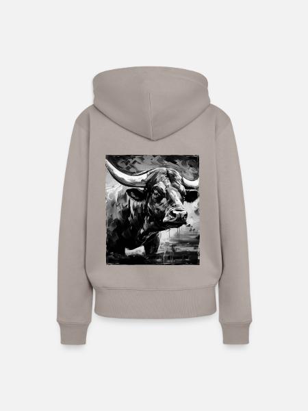 Bulle Porträt Taurus - Frauen Premium Bio Hoodie - Taupe