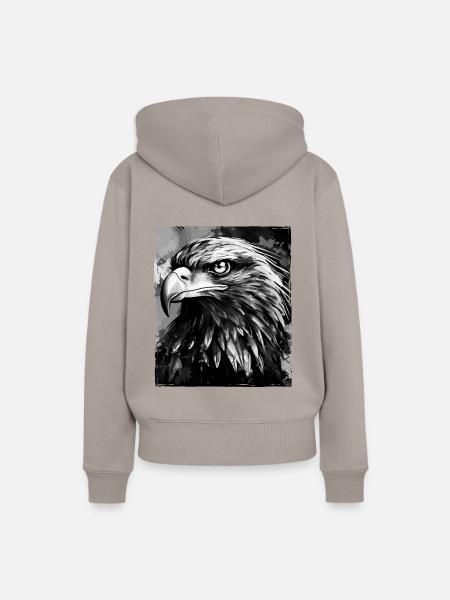 Adler Porträt - Frauen Premium Bio Hoodie - Taupe