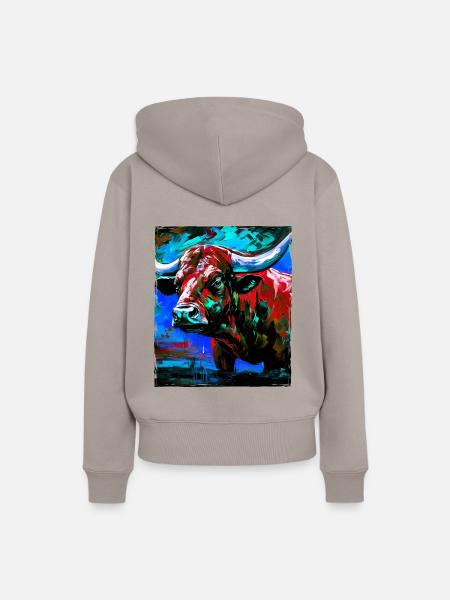 Bulle Porträt Taurus - Frauen Premium Bio Hoodie - Taupe