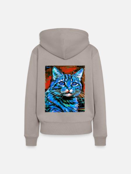 Katze Porträt - Frauen Premium Bio Hoodie - Taupe