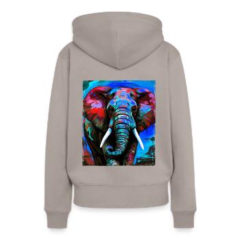 Portrait d’éléphant - Sweat à capuche Premium bio Femme - taupe - Dos - Julia (174cm)