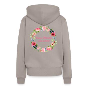 veganemaedchen2 - Frauen Premium Bio Hoodie - Taupe - Hinten - Julia (174cm)