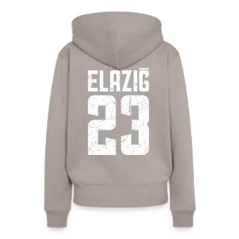 Elazig 23 Türkei Turkiye Geschenk Urlaub TR Türk - Frauen Premium Bio Hoodie - Taupe - Hinten - Julia (174cm)