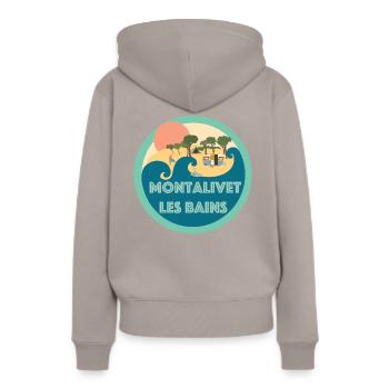 Textile bleu Monta - Sweat à capuche Premium bio Femme - taupe - Dos - Julia (174cm)