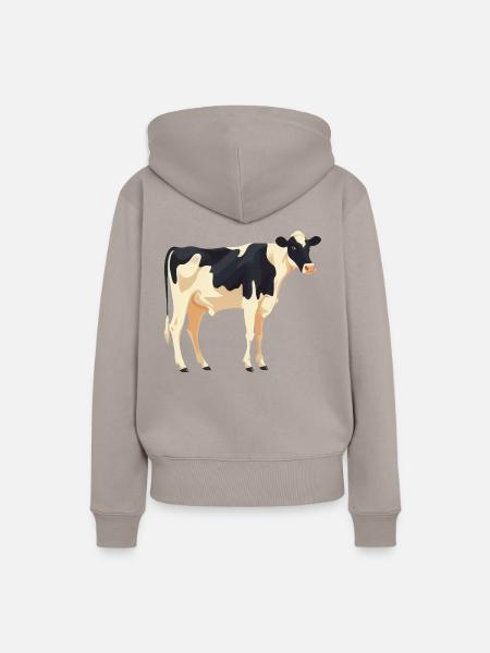Stehende Kuh - Einfaches Design - Frauen Premium Bio Hoodie - Taupe