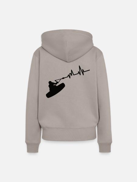 Wakeboard, Pulsschlag, Puls - Frauen Premium Bio Hoodie - Taupe