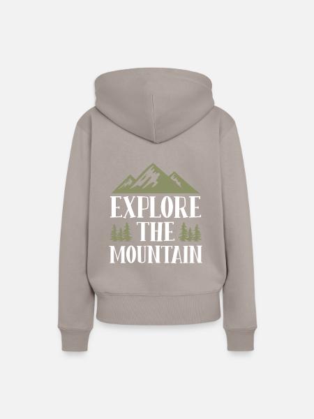 Berge Erkunden Spruch Mountains - Frauen Premium Bio Hoodie - Taupe