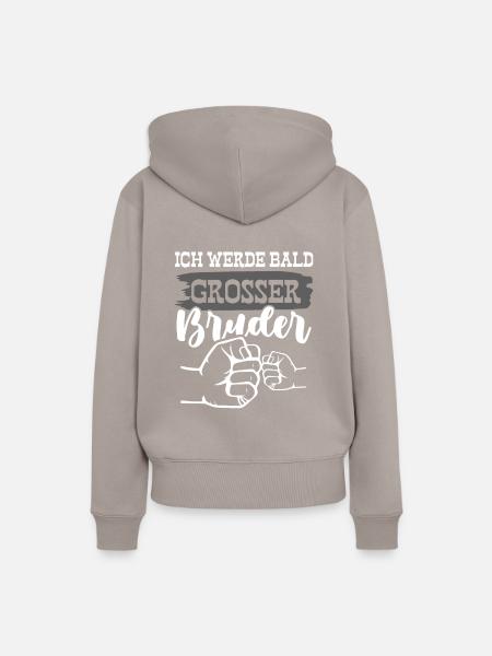 Ich werde grosser Bruder - Frauen Premium Bio Hoodie - Taupe