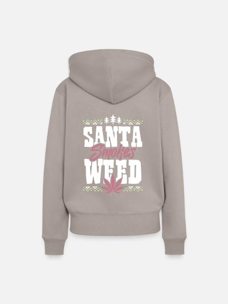 Santa Smokes Weed - Frauen Premium Bio Hoodie - Taupe