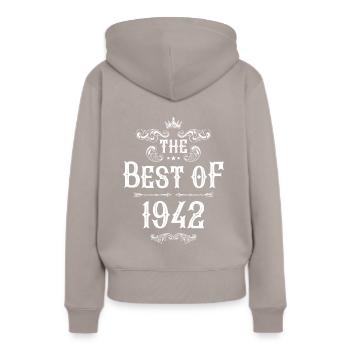 1942 best of - Sweat à capuche Premium bio Femme - taupe - Dos - Julia (174cm)