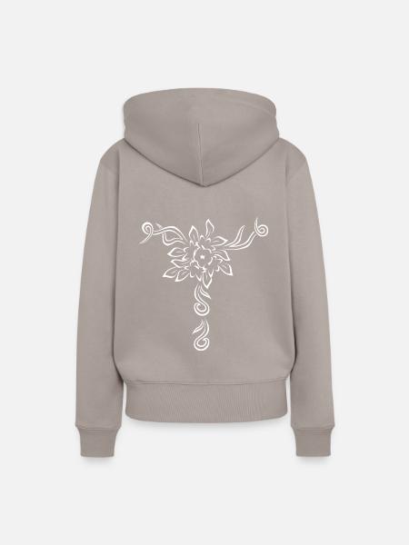 Blumen Design Weiß - Frauen Premium Bio Hoodie - Taupe