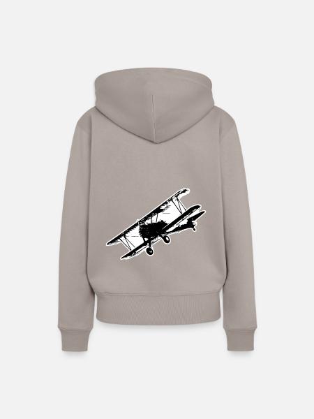 Flugzeug Doppeldecker Flieger Geschenk - Frauen Premium Bio Hoodie - Taupe