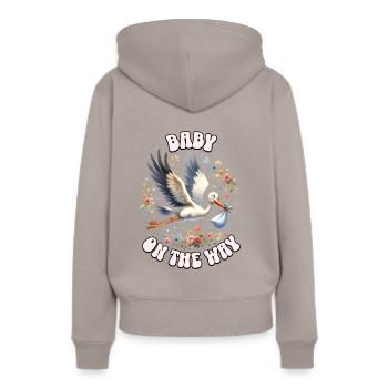 La future mère Stork apporte la belle nouvelle - Sweat à capuche Premium bio Femme - taupe - Dos - Julia (174cm)