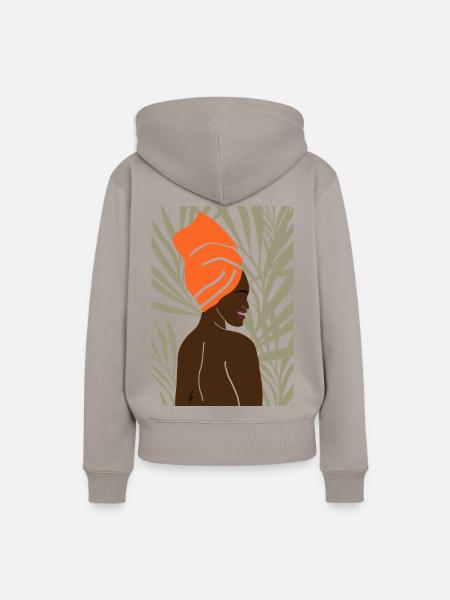 Africa Woman - Frauen Premium Bio Hoodie - Taupe
