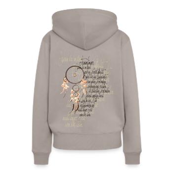 Poésie Calligraphie Boho Style Dreamcatcher 3 - Sweat à capuche Premium bio Femme - taupe - Dos - Julia (174cm)
