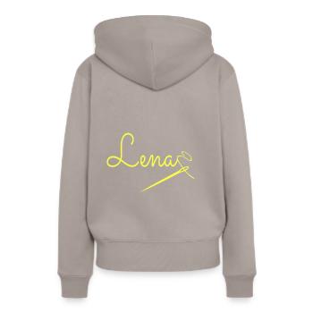 Lena - Sweat à capuche Premium bio Femme - taupe - Dos - Julia (174cm)