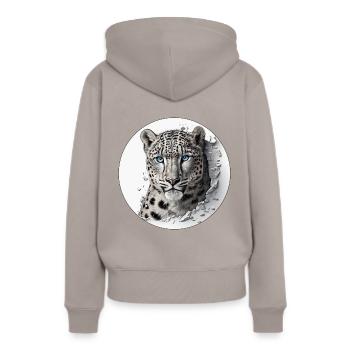 Ein vom Aussterben bedrohter Schneeleopard - Frauen Premium Bio Hoodie - Taupe - Hinten - Julia (174cm)