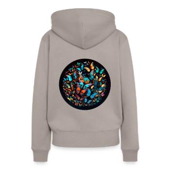 Un essaim de papillons est un phénomène naturel - Sweat à capuche Premium bio Femme - taupe - Dos - Julia (174cm)