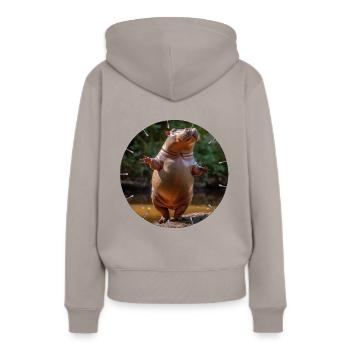 Un hippopotame ose danser - Sweat à capuche Premium bio Femme - taupe - Dos - Julia (174cm)